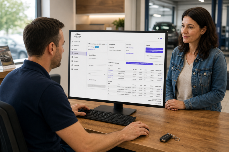 All Ride Service — přehled dashboardu